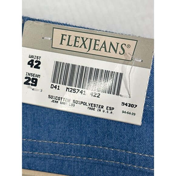 Flexjeans Mens 42x29 Blue Stretch Straight Leg 4 Pocket Flex Denim Jeans New - Picture 3 of 12